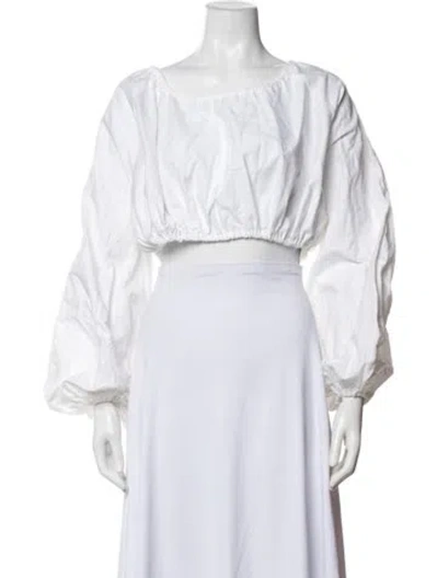 Pre-owned Georgia Alice Scoop Neck Long Sleeve Crop Top In White