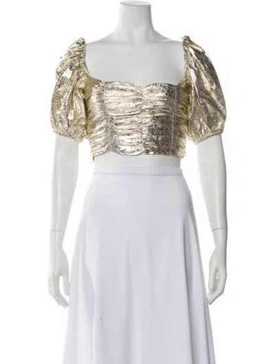 Pre-owned Georgia Alice Square Neckline Short Sleeve Crop Top