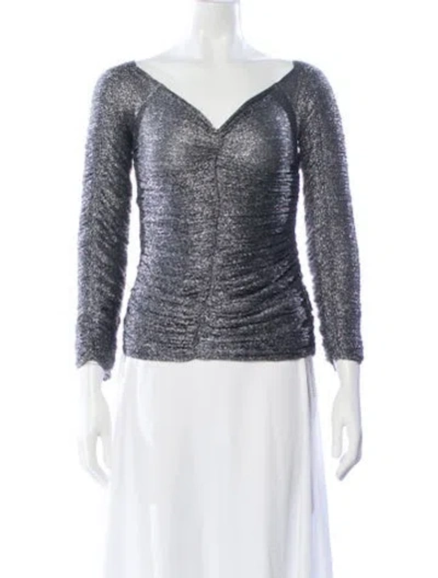 Pre-owned Georgia Alice V-neck Long Sleeve Top In White