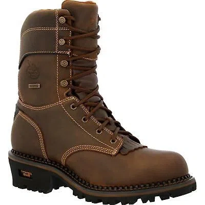Pre-owned Georgia Boot Amp Lt Logger Composite Toe Insulated Waterproof Work Boot In Brown