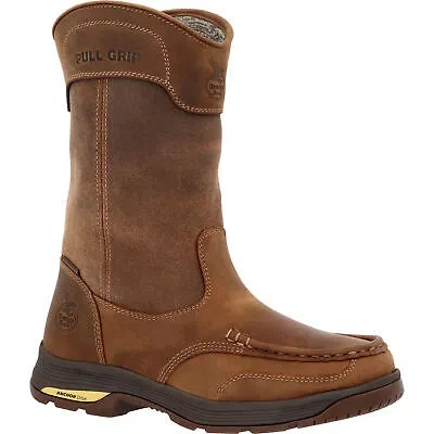 Pre-owned Georgia Boot Athens Superlyte Alloy Toe Waterproof Wellington Pull-on In Brown