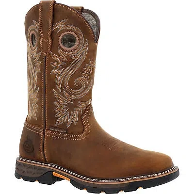Pre-owned Georgia Boot Carbo-tec Flx Alloy Toe Waterproof Pull-on Work Boot In Crazy Horse