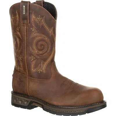 Pre-owned Georgia Boot Carbo-tec Lt Composite Toe Waterproof Work Wellington In Brown