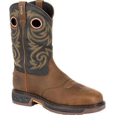 Pre-owned Georgia Boot Carbo-tec Lt Steel Toe Waterproof Pull On Work Boot In Brown