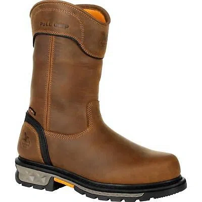 Pre-owned Georgia Boot Carbo-tec Ltx Waterproof Composite Toe Pull On Boot In Brown