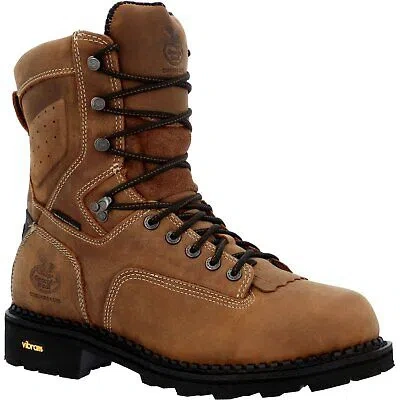 Pre-owned Georgia Boot Comfort Core Waterproof Low Heel Logger Work Boot In Crazy Horse