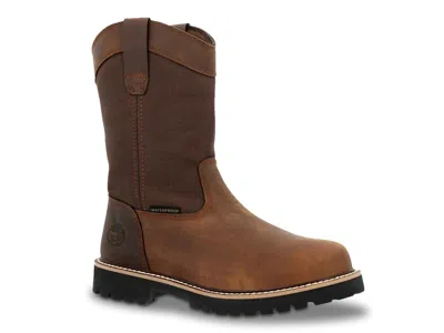 Georgia Boot Wide Width Core 37 Waterproof Western Steel Toe Work Boot In Brown