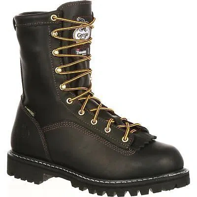 Pre-owned Georgia Boot Lace-to-toe Gore-tex® Waterproof 200g Insulated Work Boot In Black