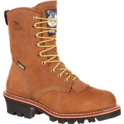 Pre-owned Georgia Boot Men's 10" Steel Toe Gore-tex® Waterproof Insulated Logger Work Boot In Worn Saddle