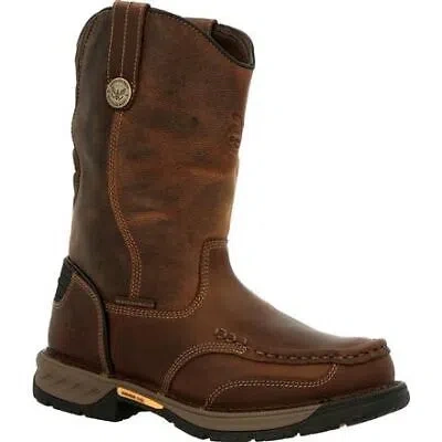 Pre-owned Georgia Boot Men's 11" Athens 360 Soft Toe Waterproof Pull-on Work Boot Brown -