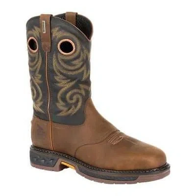 Pre-owned Georgia Boot Men's 11" Carbo-tec Lt Steel Toe Waterproof Pull-on Work Boot Black In Brown