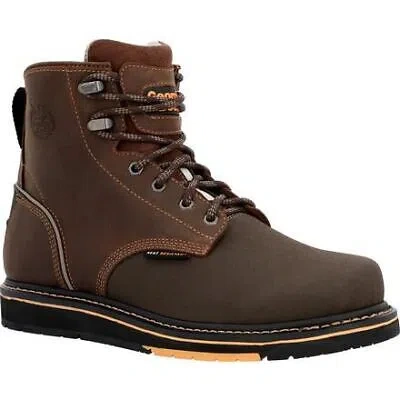 Pre-owned Georgia Boot Men's 6" Amp Lt Power Wedge Composite Toe Work Boot Brown - Gb00519