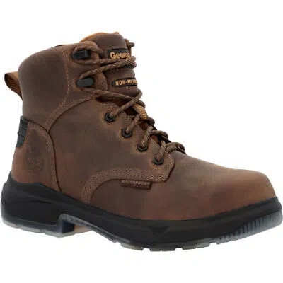 Pre-owned Georgia Boot Men's 6" Flxpoint Ultra Lace-up Soft Toe Waterproof Work Boot Black In Brown-medium