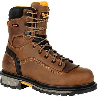 Pre-owned Georgia Boot Men's 8" Carbo-tec Ltx Soft Toe Waterproof Work Boot Black/brown -