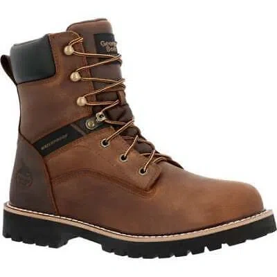 Pre-owned Georgia Boot Men's 8" Core 37 Soft Toe Waterproof Work Boot Brown - Gb00637