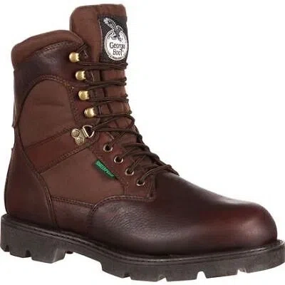 Pre-owned Georgia Boot Men's 8" Homeland Soft Toe 100g Insulated Waterproof Work Boot Brow In Brown