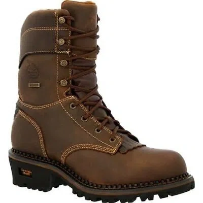 Pre-owned Georgia Boot Men's 9" Amp Lt Logger Composite Toe Insulated Waterproof Work Boot In Brown