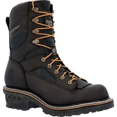 Pre-owned Georgia Boot Men's 9" Ltx Logger Nano Composite Toe Waterproof Work Boot Black