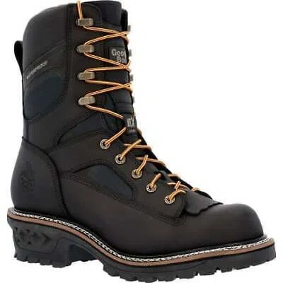 Pre-owned Georgia Boot Men's 9" Ltx Logger Soft Toe Waterproof Work Boot Black - Gb00618,