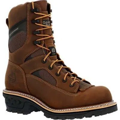 Pre-owned Georgia Boot Men's 9" Ltx Logger Soft Toe Waterproof Work Boot Crazy Horse Brown