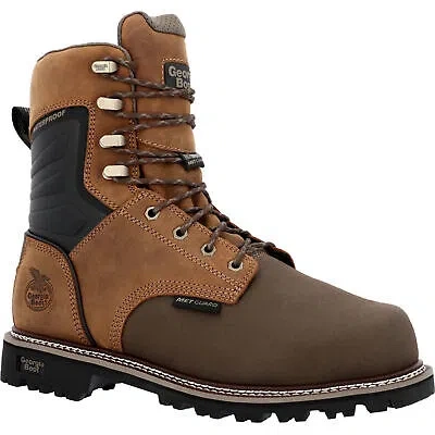 Pre-owned Georgia Boot Men's Brute Composite Toe Met Guard Waterproof Work Boot In Brown