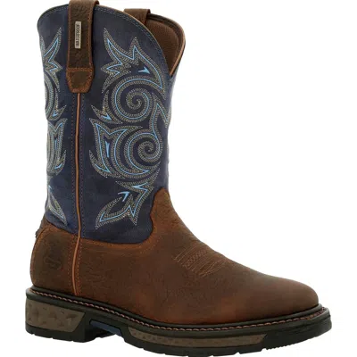 Georgia Boot Men's Carbo-tec Lt Waterproof Pull On Boot - Medium Width In Brown/blue In Multi