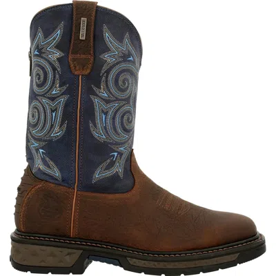 Georgia Boot Men's Carbo-tec Lt Waterproof Pull On Boot In Brown/blue