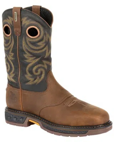 Pre-owned Georgia Boot Men's Carbo-tec Lt Waterproof Western Work Steel Toe - Gb00267 In Brown