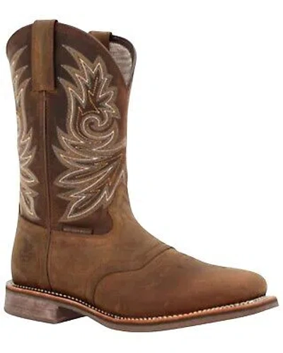 Pre-owned Georgia Boot Men's Carbo-tec Waterproof Pull On Safety Western Square Toe - In Brown
