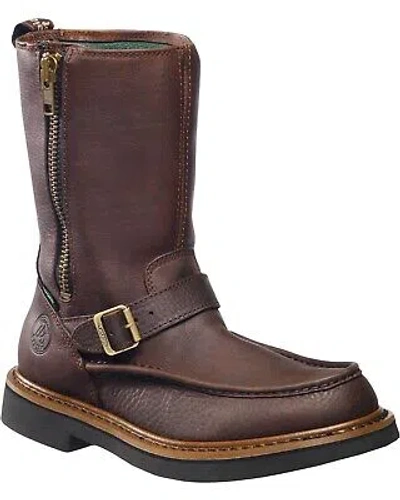 Pre-owned Georgia Boot Men's Side-zip Waterproof Wellington Work Boot - Round Toe - G4124 In Brown
