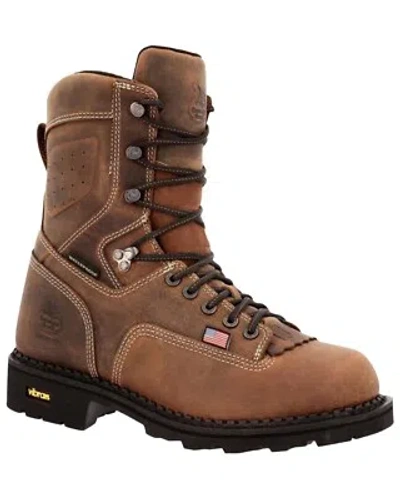 Pre-owned Georgia Boot Men's Usa Logger Waterproof Work Boot - Round Toe - Gb00538 In Brown