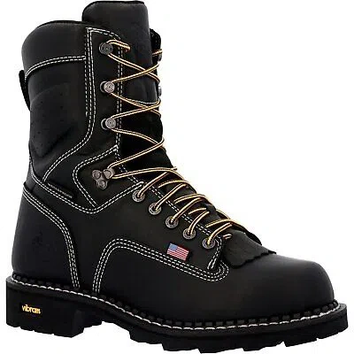 Pre-owned Georgia Boot Men's Usa Logger Waterproof Work Boot In Black