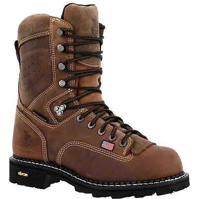 Pre-owned Georgia Boot Men's Usa Logger Waterproof Work Boot In Crazy Horse