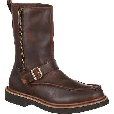 Pre-owned Georgia Boot Side Zip Waterproof Work Wellington In Soggy Copper