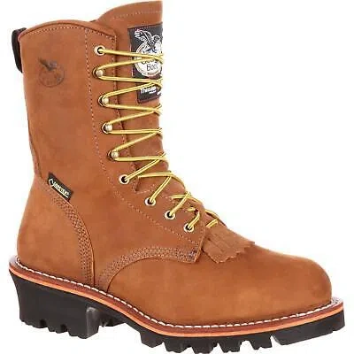 Pre-owned Georgia Boot Steel Toe Gore-tex® Waterproof 400g Insulated Logger Boot In Worn Saddle