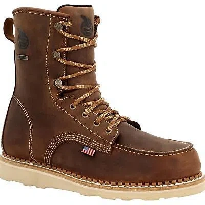 Pre-owned Georgia Boot Wedge Waterproof Work Boot In Brown