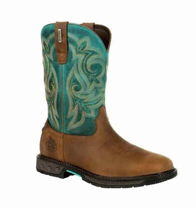 Georgia Boot Women's Carbo-tec Lt Waterproof Pull-on Boot In Green/brown
