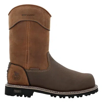 Pre-owned Georgia Boots Brute 11 Inch Met Guard Composite Toe Work Mens Brown Work Safety