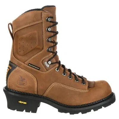 Pre-owned Georgia Boots Comfort Core Logger 9 Inch Waterproof Composite Toe Work Mens Siz In Brown