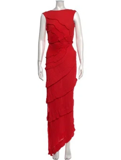 Pre-owned Georgia Hardinge Crew Neck Long Dress W/ Tags In Red