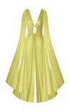 Georgia Hardinge Dalliance Pleated Metallic Chiffon Maxi Dress In Yellow