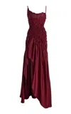 Georgia Hardinge Eclipse Metallic Chiffon Maxi Dress In Red