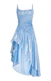 Georgia Hardinge Exclusive Celestial Shirred-satin Midi Dress In Blue