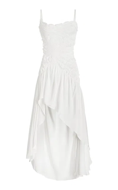 Georgia Hardinge Exclusive Celestial Shirred-satin Midi Dress In Ivory