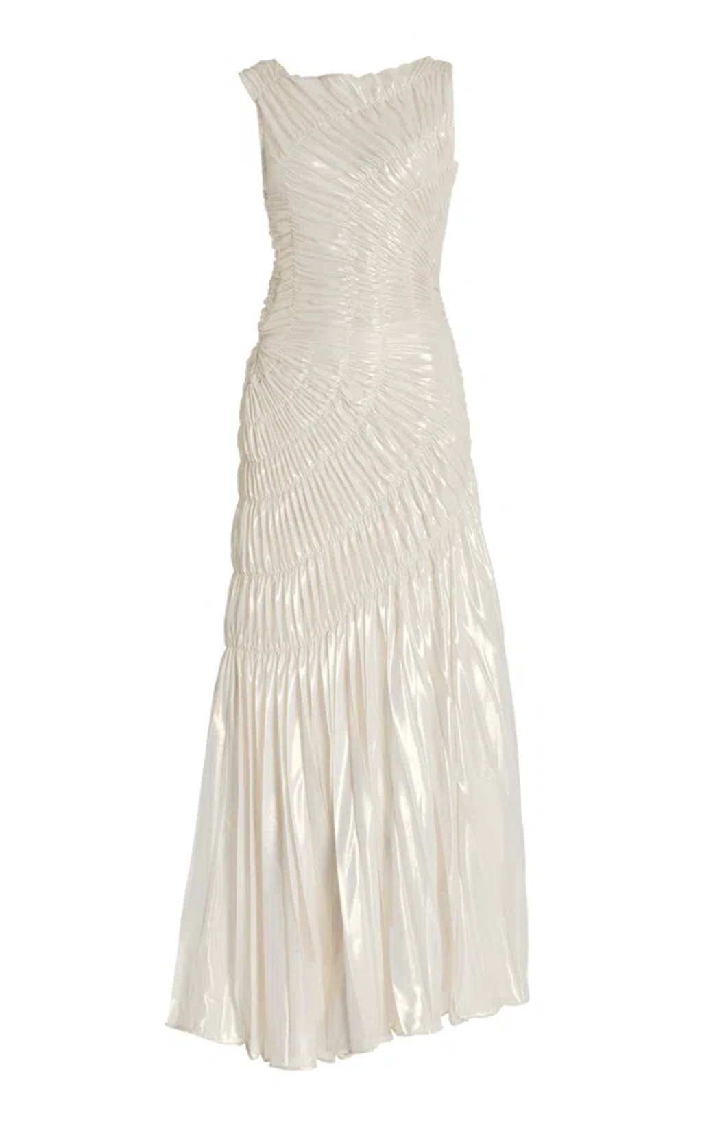 Georgia Hardinge Exclusive Fossil Shirred Metallic Chiffon Maxi Dress In  Ivory | ModeSens