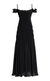 Georgia Hardinge Exclusive Harlow Shirred Plissé Jersey Maxi Dress In Black