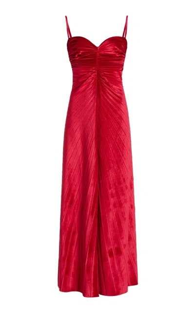 Georgia Hardinge Exclusive The Remnant Pleated-velvet Midi Dress In Red