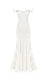 Georgia Hardinge Harlow Shirred Plissé Jersey Maxi Dress In Ivory