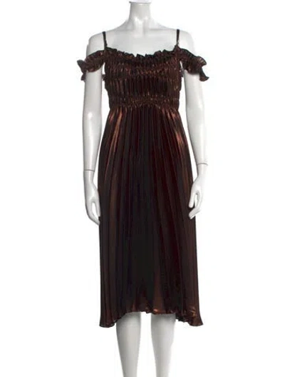 Pre-owned Georgia Hardinge Off-the-shoulder Midi Length Dress In Black