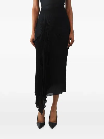 Pre-owned Georgia Hardinge Pleated Sheer Asymmetric Skirt In Black